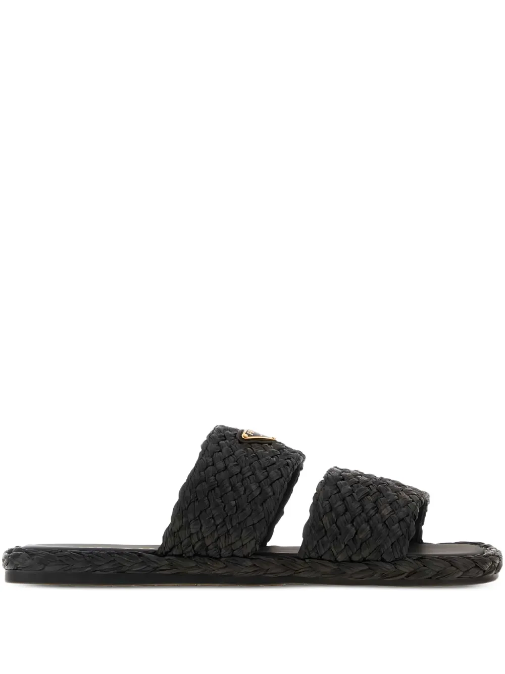 Prada Raffia geweven slippers Zwart