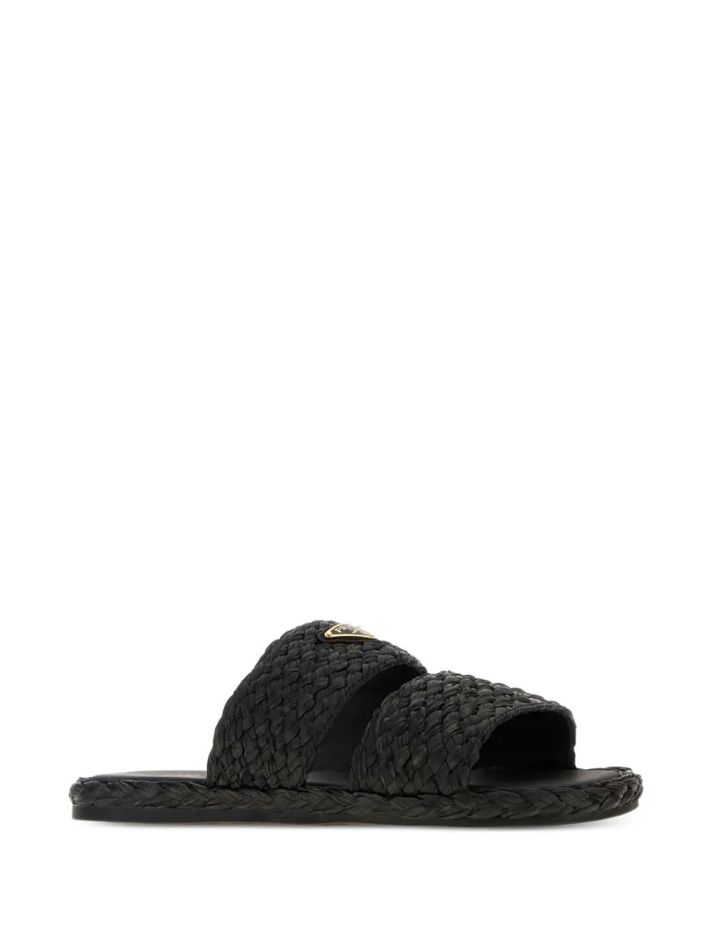 Prada Raffia geweven slippers Zwart