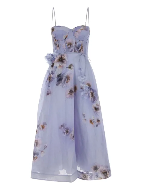 ZIMMERMANN Hypnotic Picnic floral-print Midi Dress | Purple | FARFETCH GE