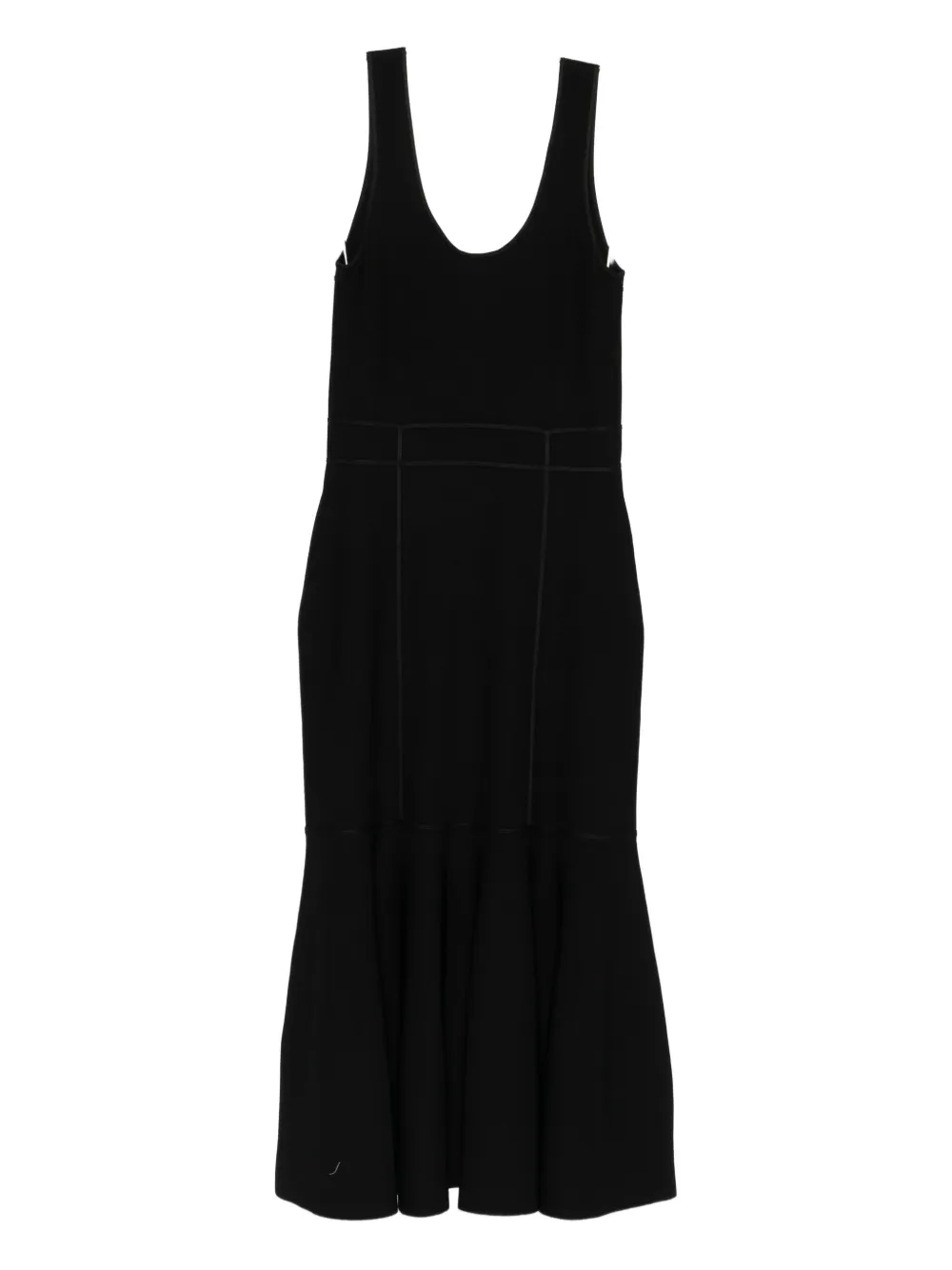 Zimmermann Paneled Ruffled Knitted Midi Dress In Black
