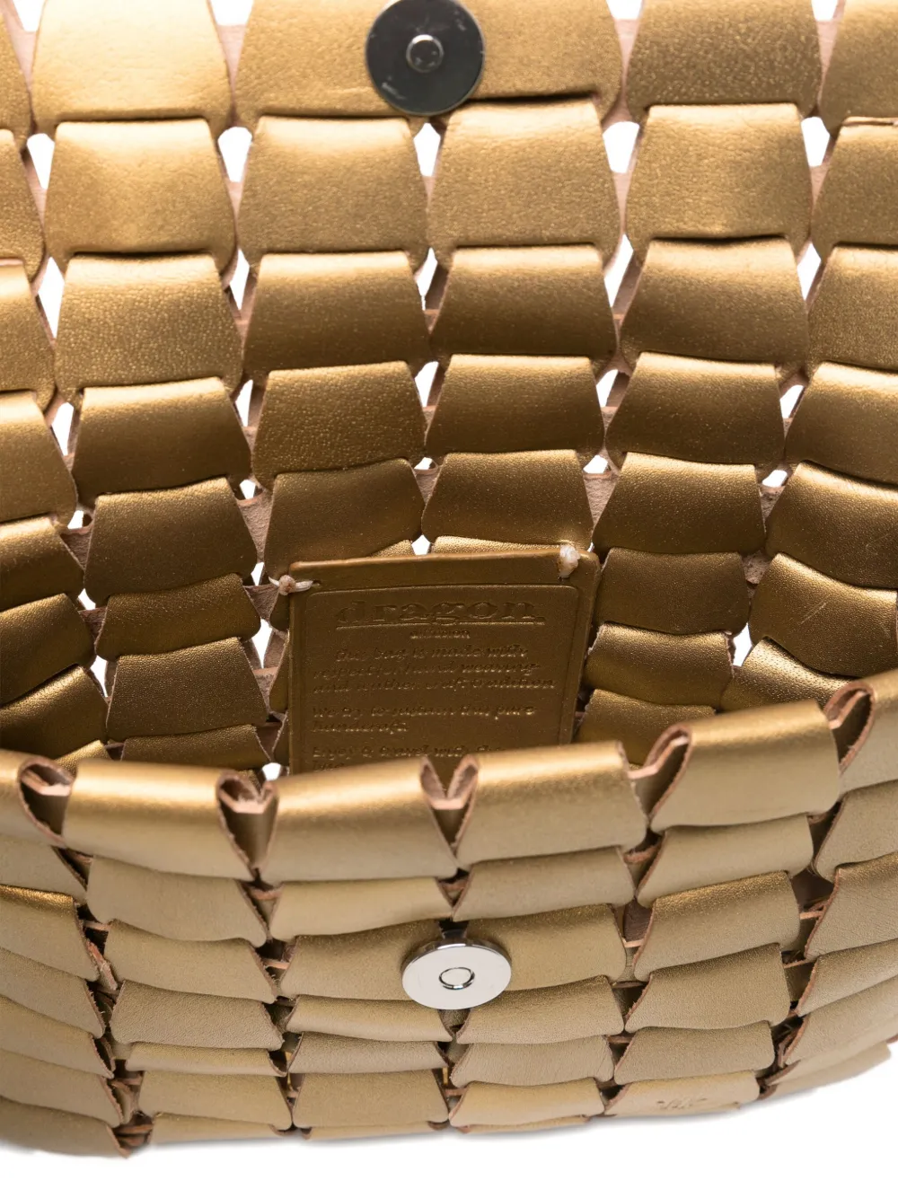 Dragon Diffusion Woven Leather Shoulder Bag In Gold