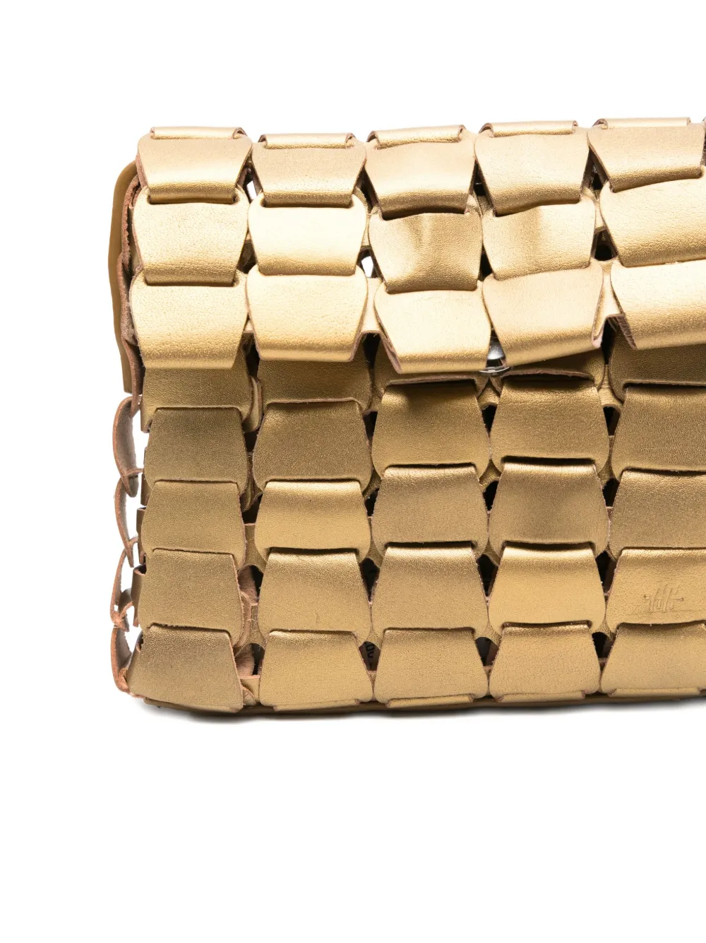 Dragon Diffusion Woven Leather Shoulder Bag In Gold