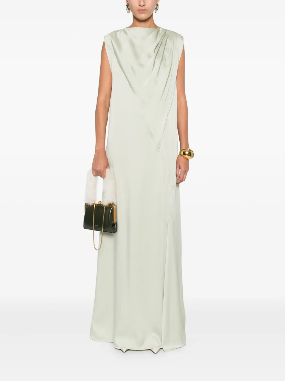 Jil Sander pleated sleeveless maxi dress - Groen