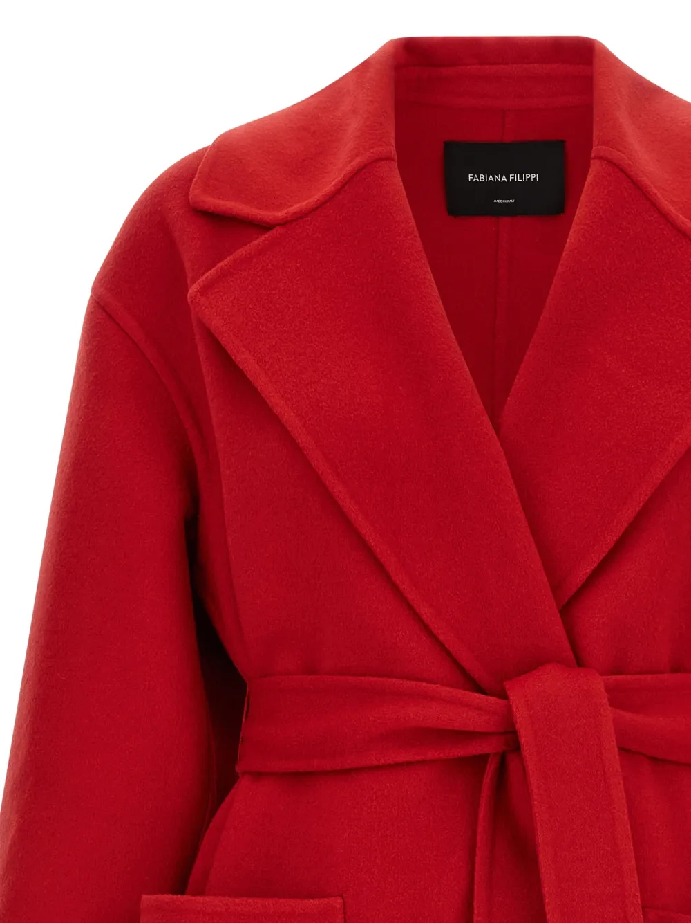 Fabiana Filippi Red Coat With Wide Notched Revers In Virgin Wool Woman In Red