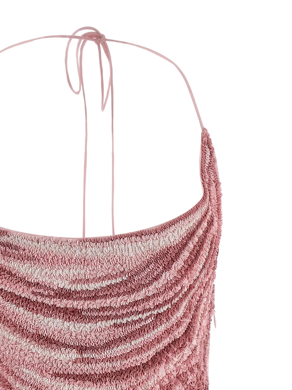 Balmain Draped Halter Neck Mini Dress With Sequins In Pink