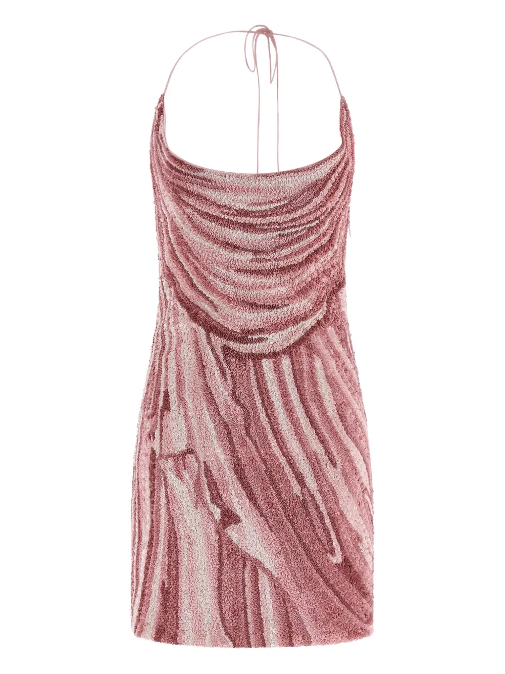 Balmain Draped Halter Neck Mini Dress With Sequins In Pink