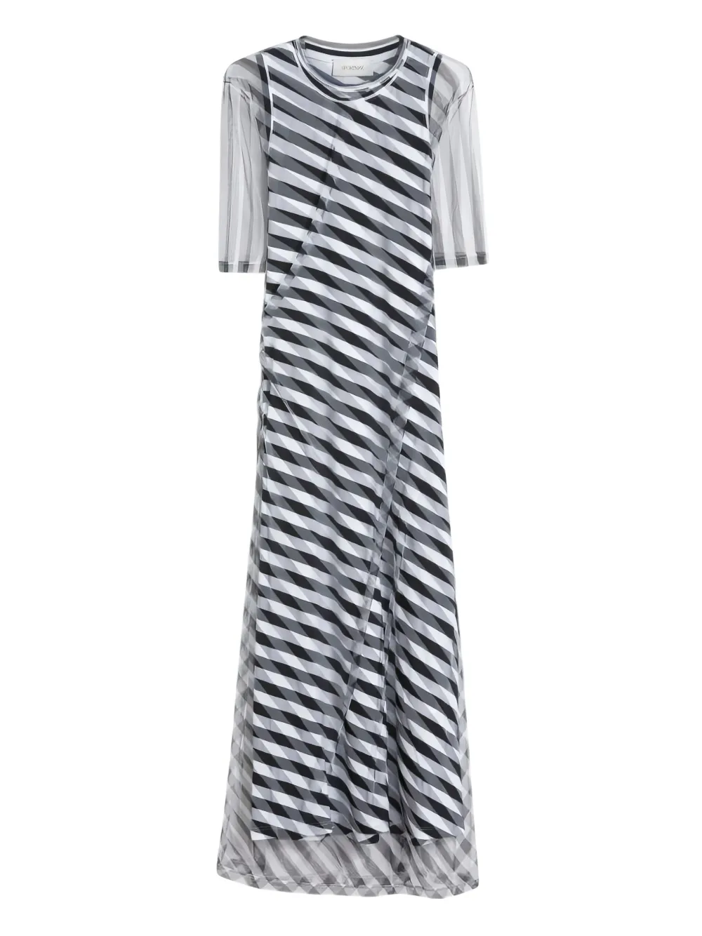 Max Mara Diagonal-stripe Mesh Dress In Animal Print