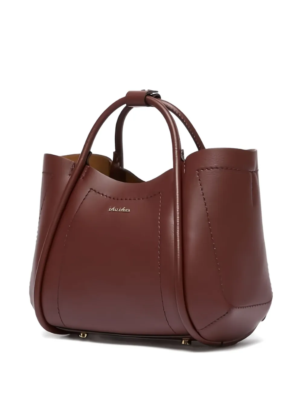 Max Mara Curved-panel Leather Tote Bag In Red