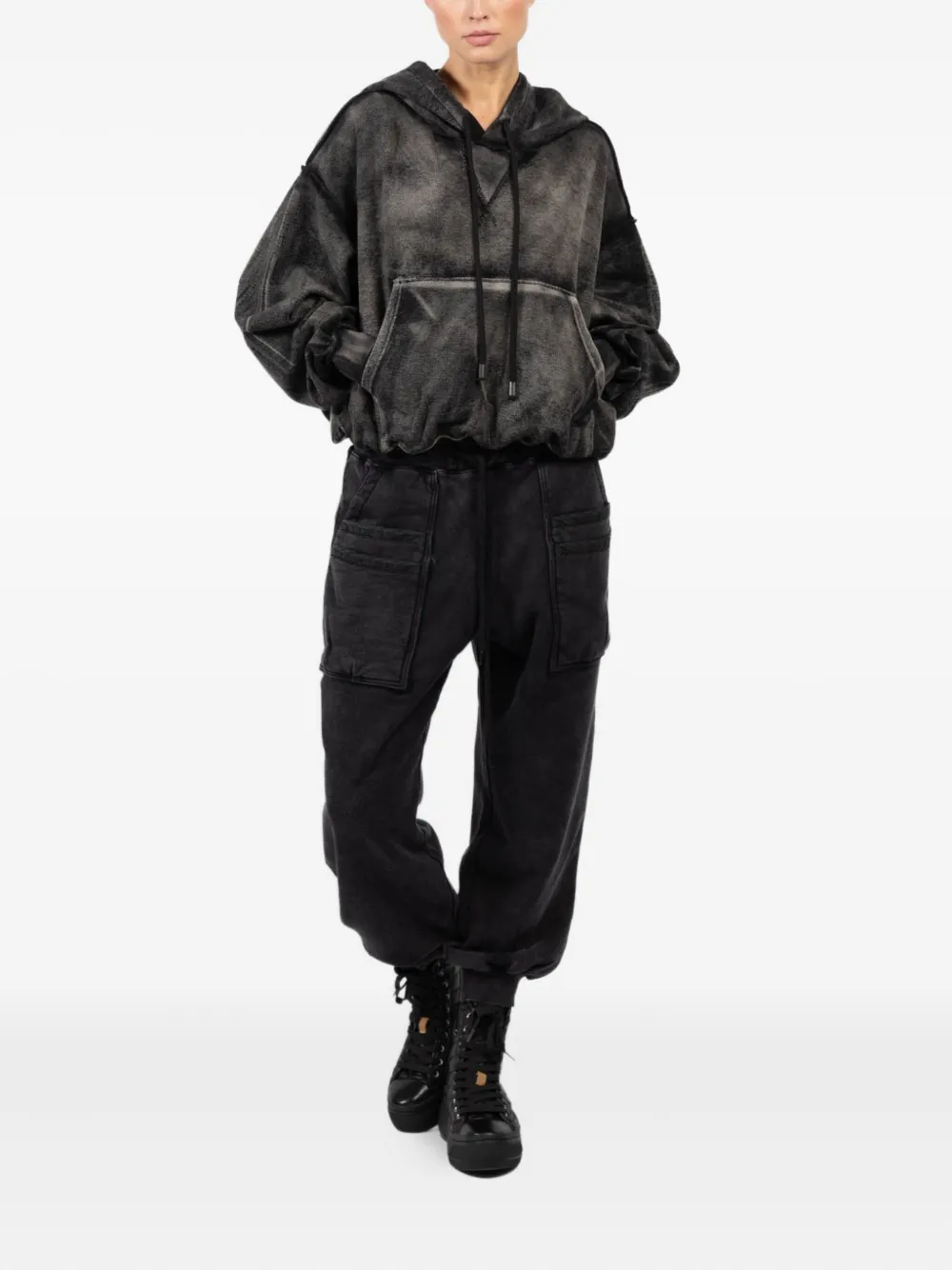 R13 Broek met trekkoord en zakdetail - Zwart