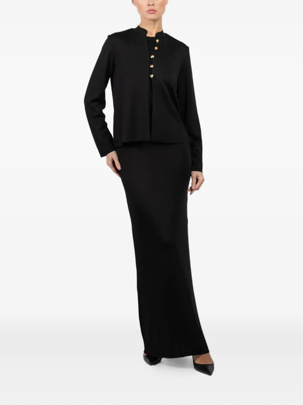 La Galpa mandarin-collar blouse - Zwart