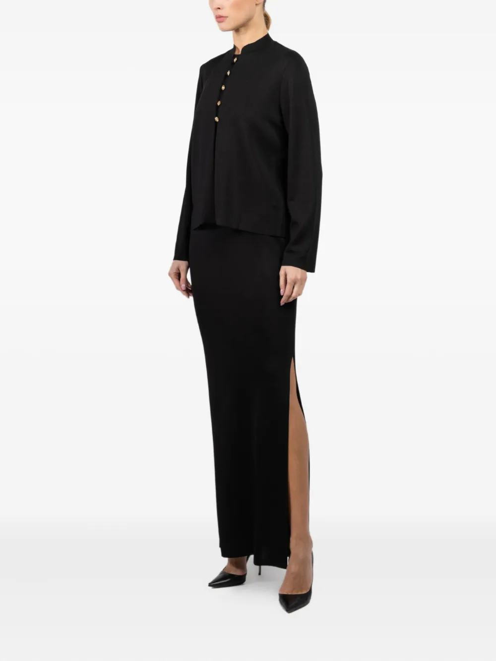  La Galpa Mandarin-collar Blouse - Black 