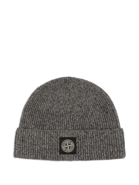 Stone Island ribbed logo-patch beanie
