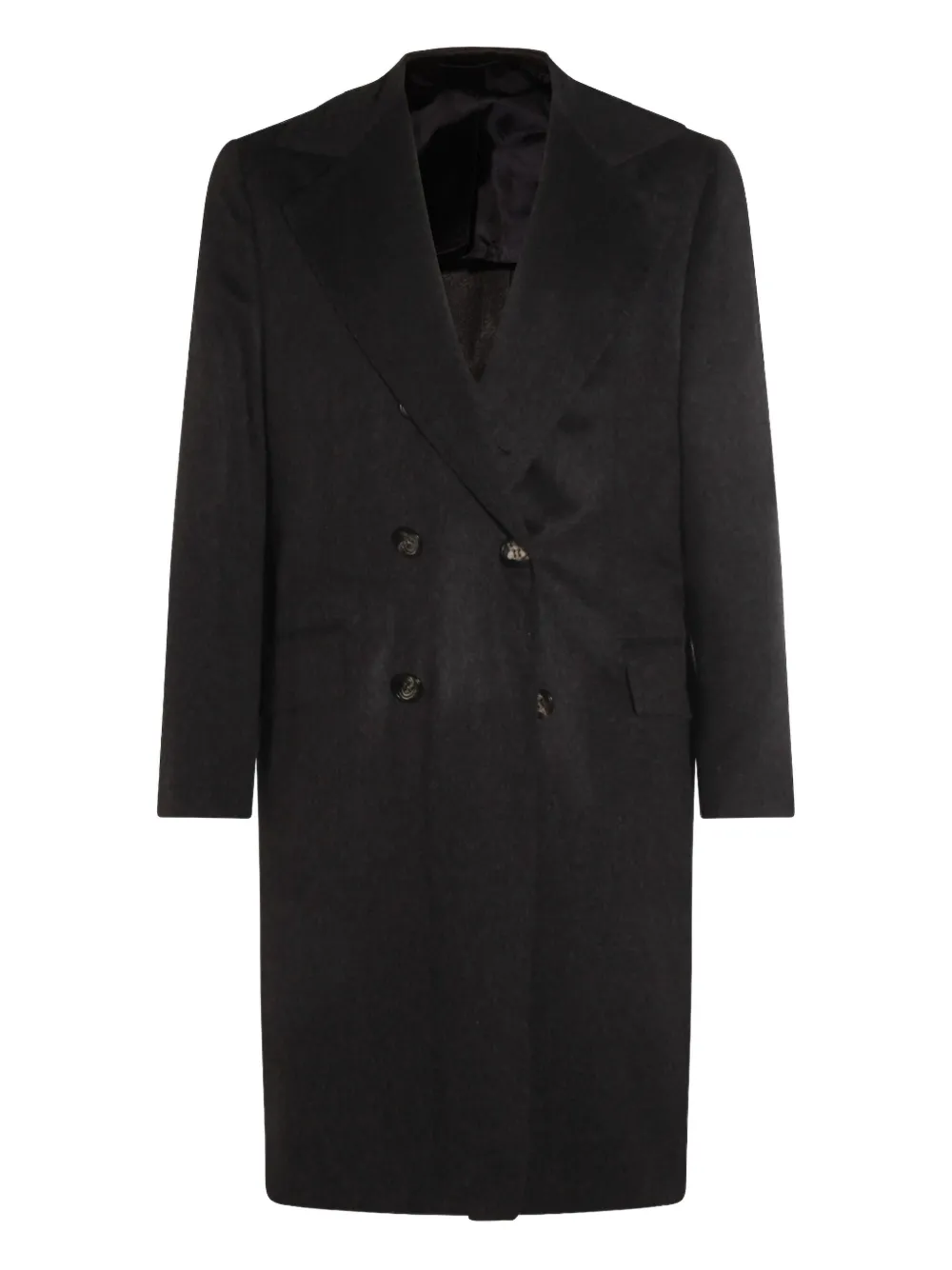 Kiton double-breasted cashmere coat | Black | Image 1