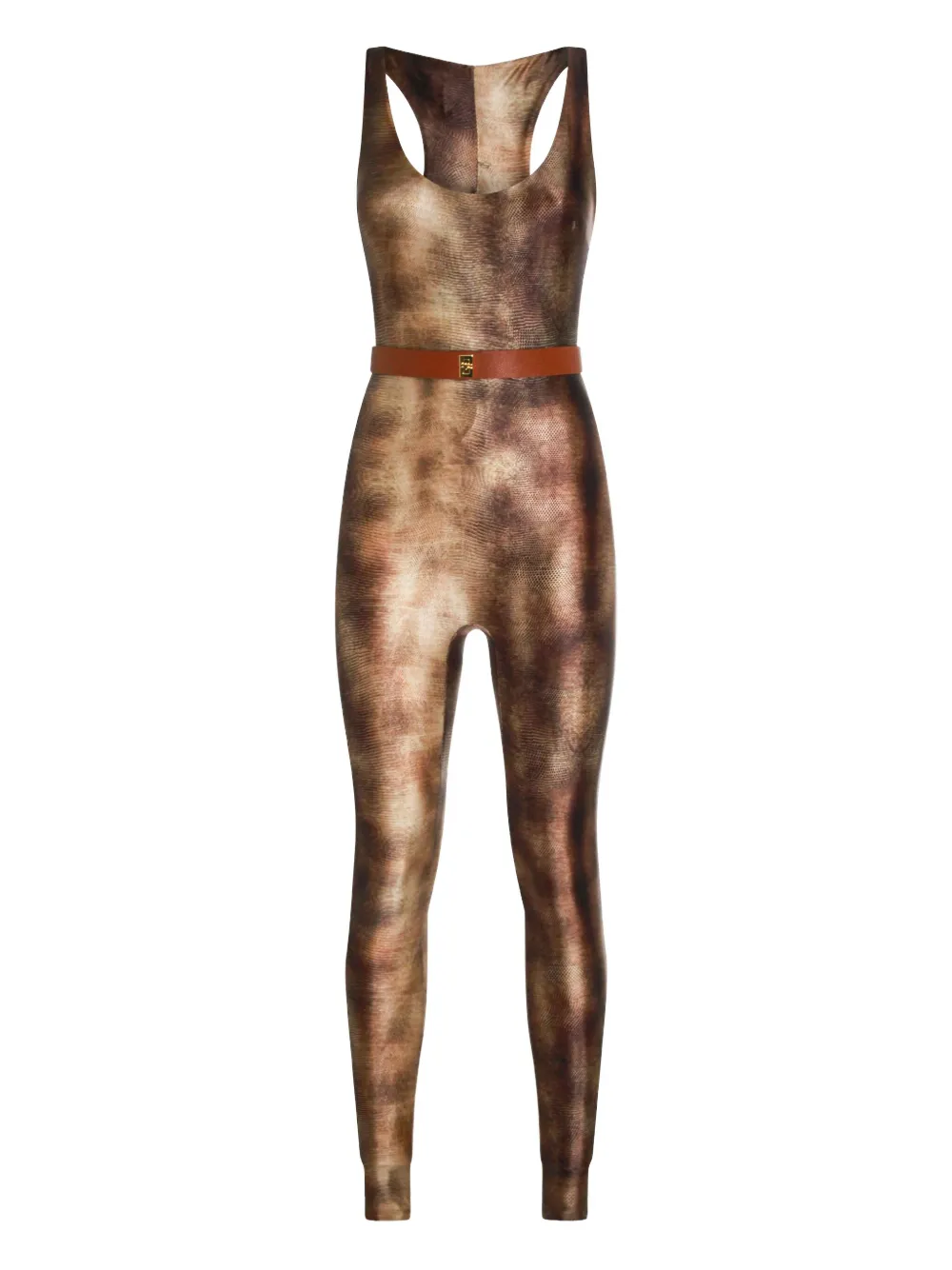 Elisabetta Franchi python-print belted jumpsuit | Brown | Image 1