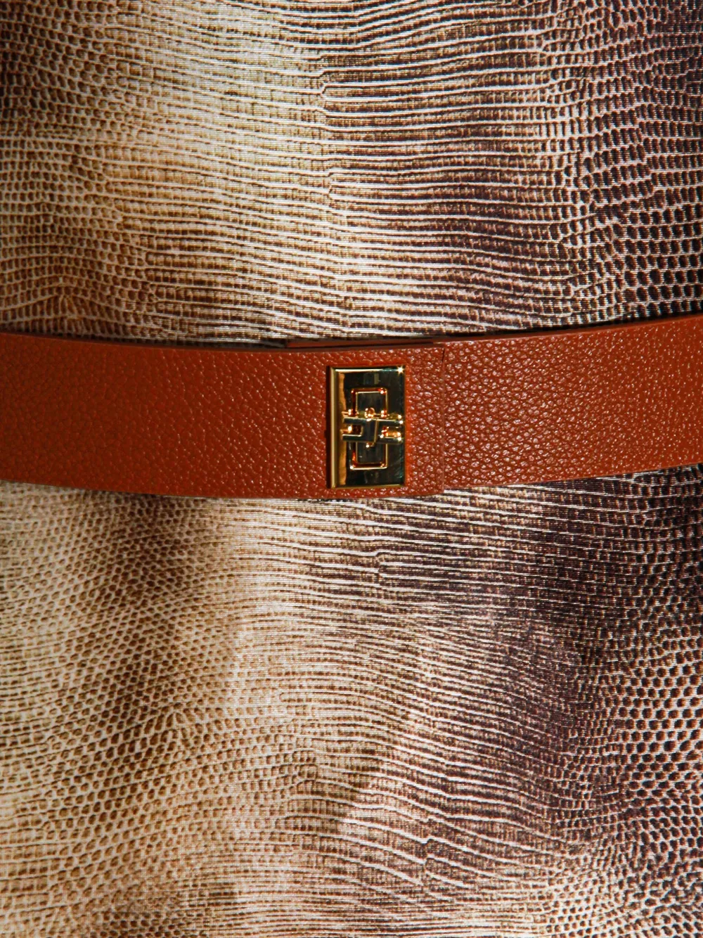 Elisabetta Franchi Jumpsuit met pythonprint en ceintuur Bruin