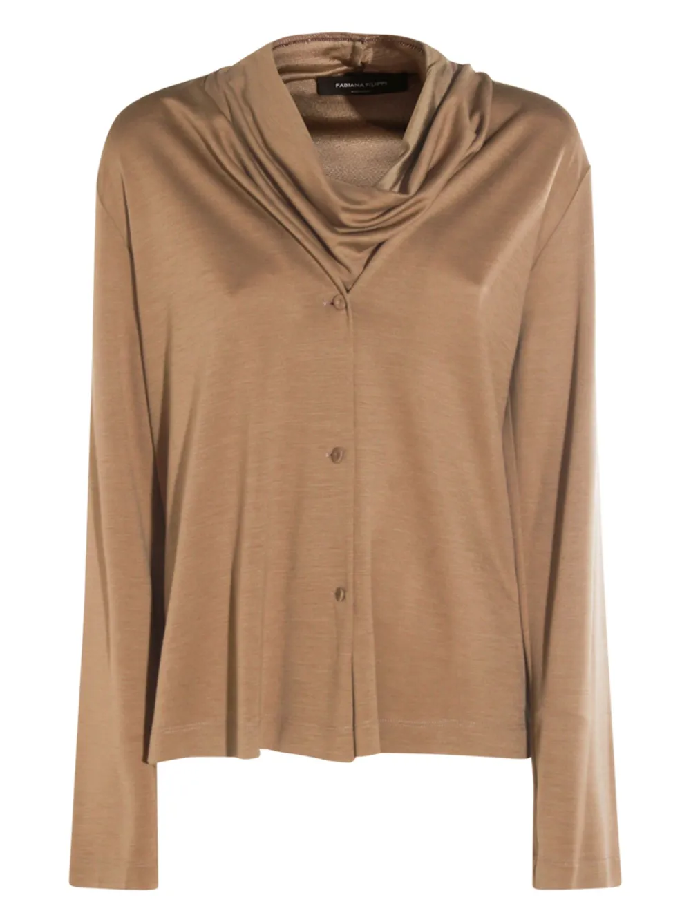 Fabiana Filippi cowl-neck button shirt | Brown | Image 1