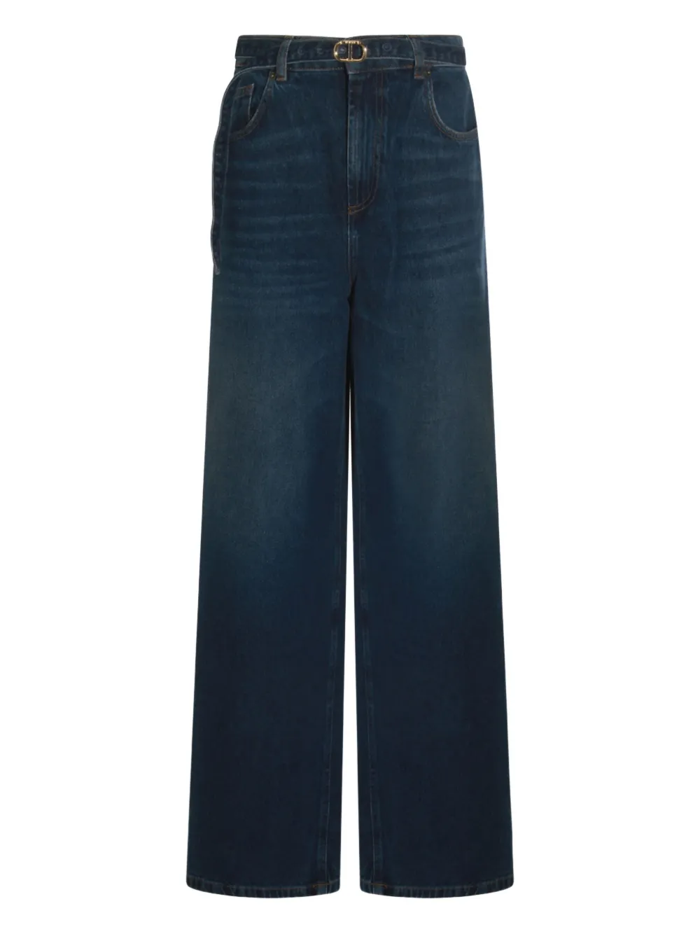 Twinset Wide-leg Cotton Jeans In Blue