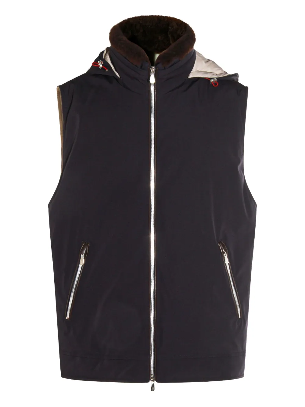 Brunello Cucinelli hooded shearling-trimmed gilet | Blue | Image 1