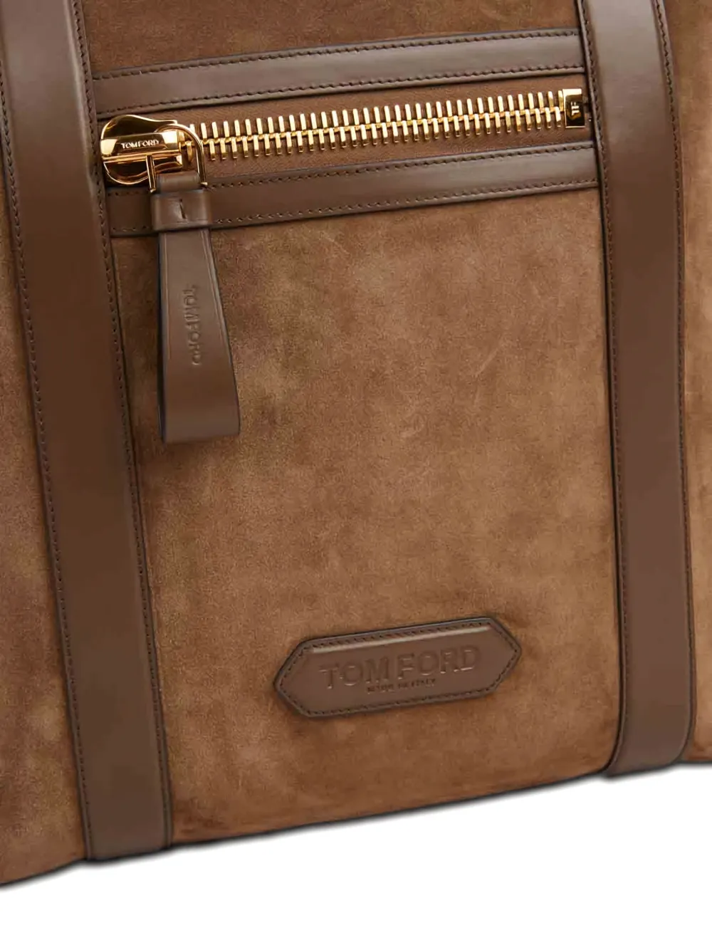 TOM FORD Suède shopper met logopatch Bruin