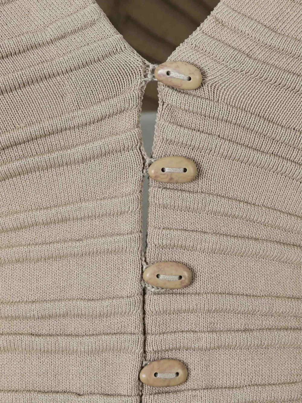 Cult Gaia Ribbed Button-up Cardigan In Brown