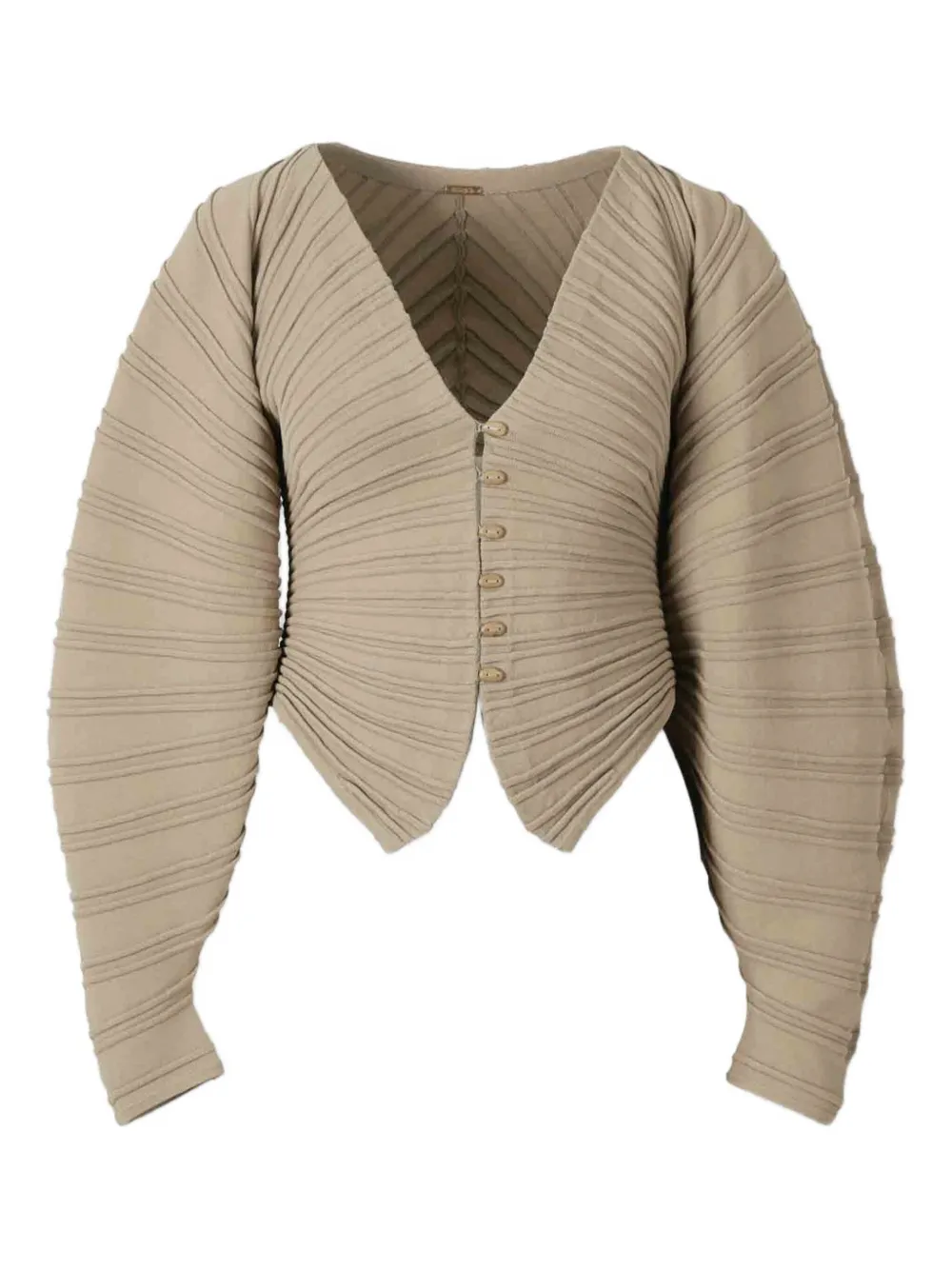 Cult Gaia Ribbed Button-up Cardigan In Brown