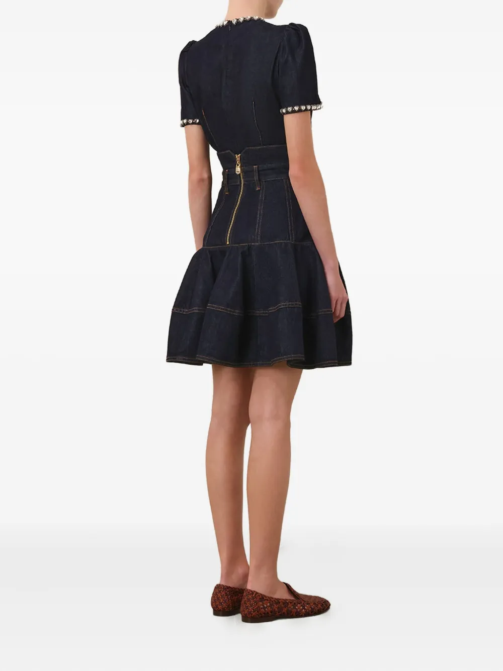 Zimmermann Embellished Denim Top In Night Sky In Black