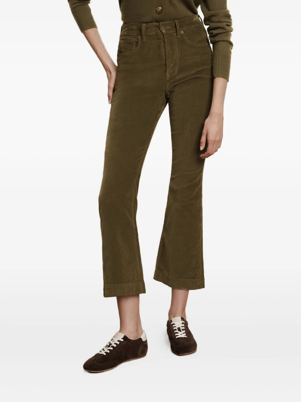 Veronica Beard Carson Corduroy Flared Jeans In Green