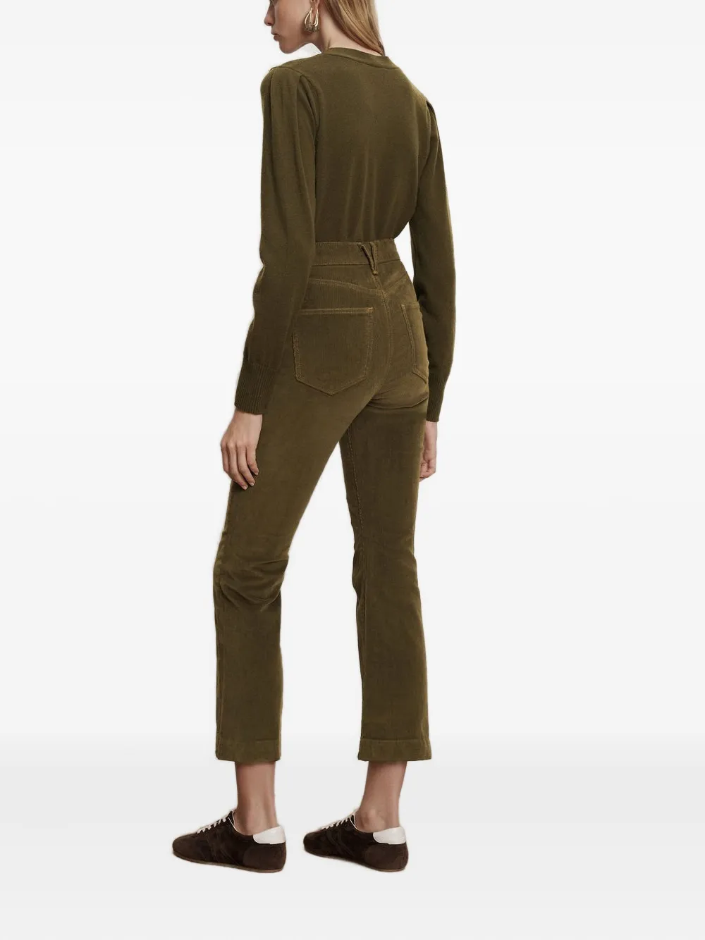 Veronica Beard Carson Corduroy Flared Jeans In Green