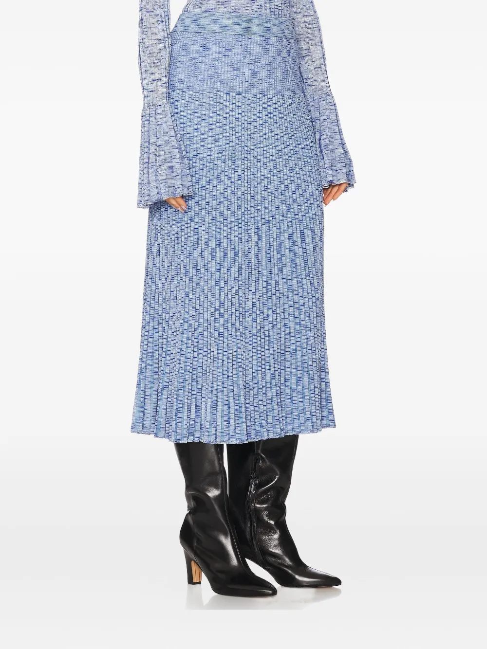 Zimmermann Mouline Pleated Midi Skirt In Blue