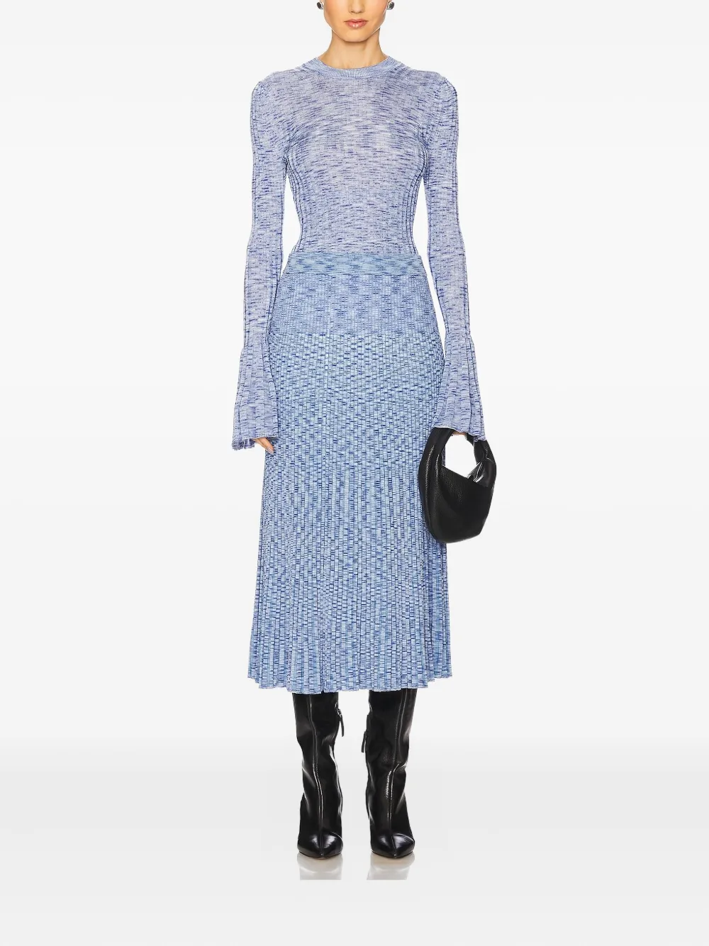 Zimmermann Mouline Pleated Midi Skirt In Blue