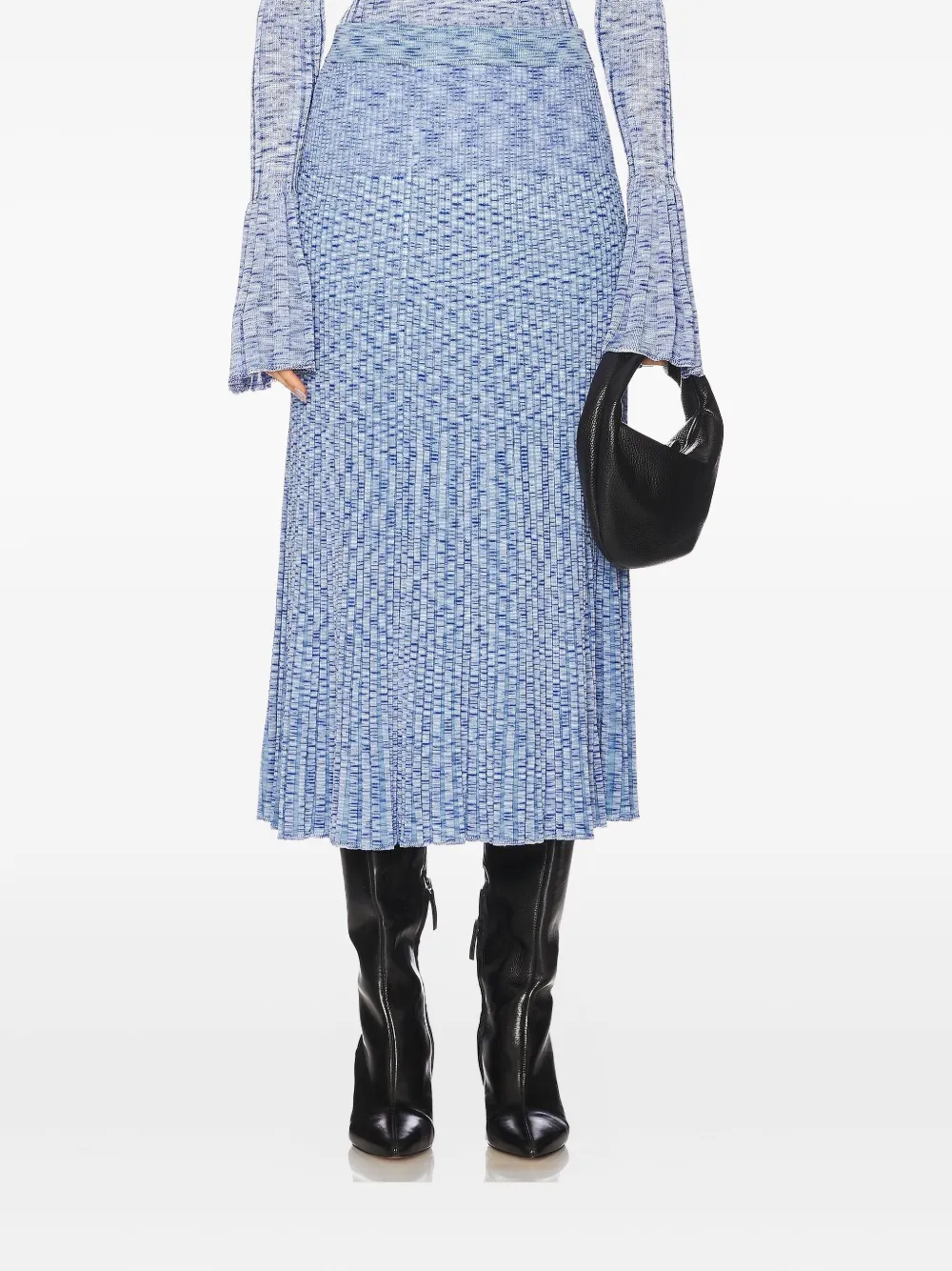 Zimmermann Mouline Pleated Midi Skirt In Blue