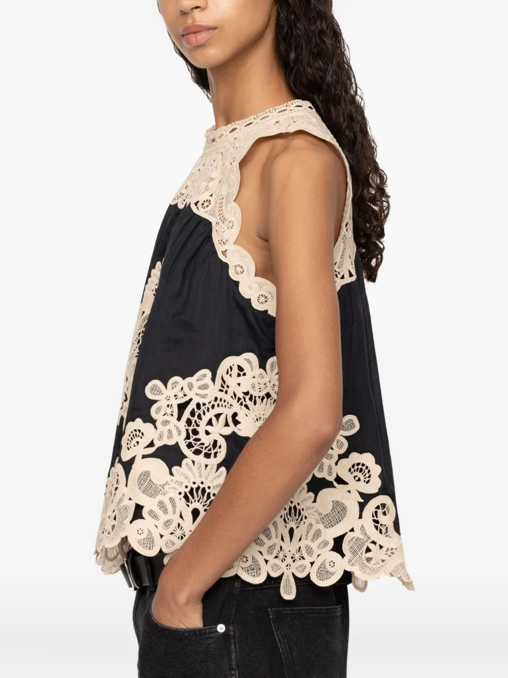 Sea Medina Floral-lace Blouse In Black