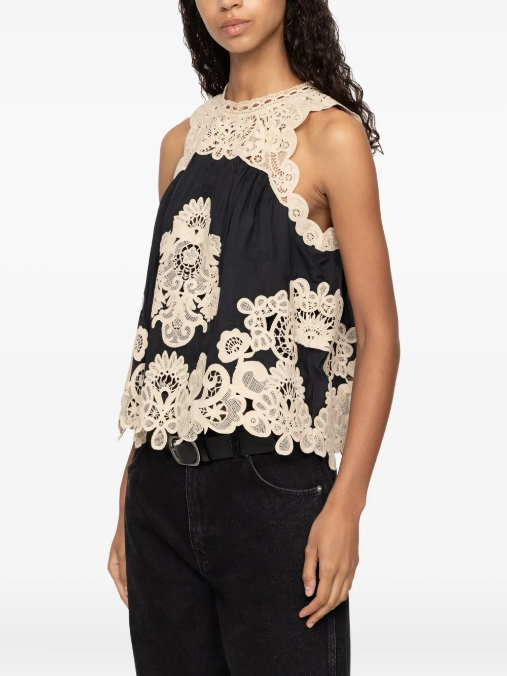 Sea Medina Floral-lace Blouse In Black