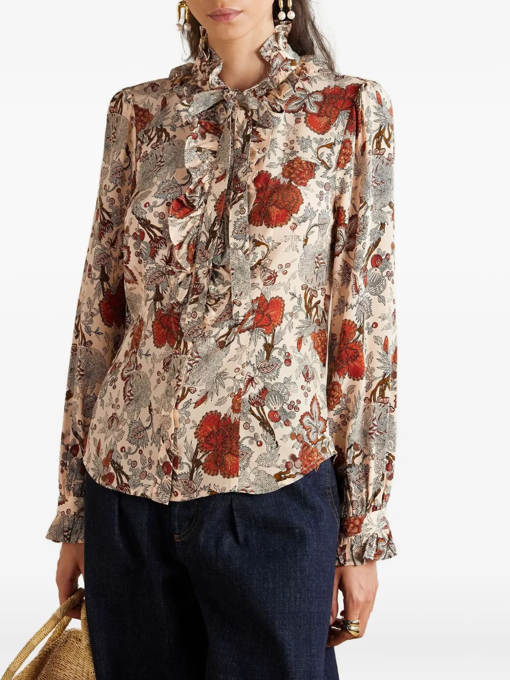 Ulla Johnson Catroux Ruffled Silk Top In Multi