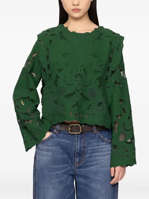 Sea Ceci open-work long-sleeve blouse