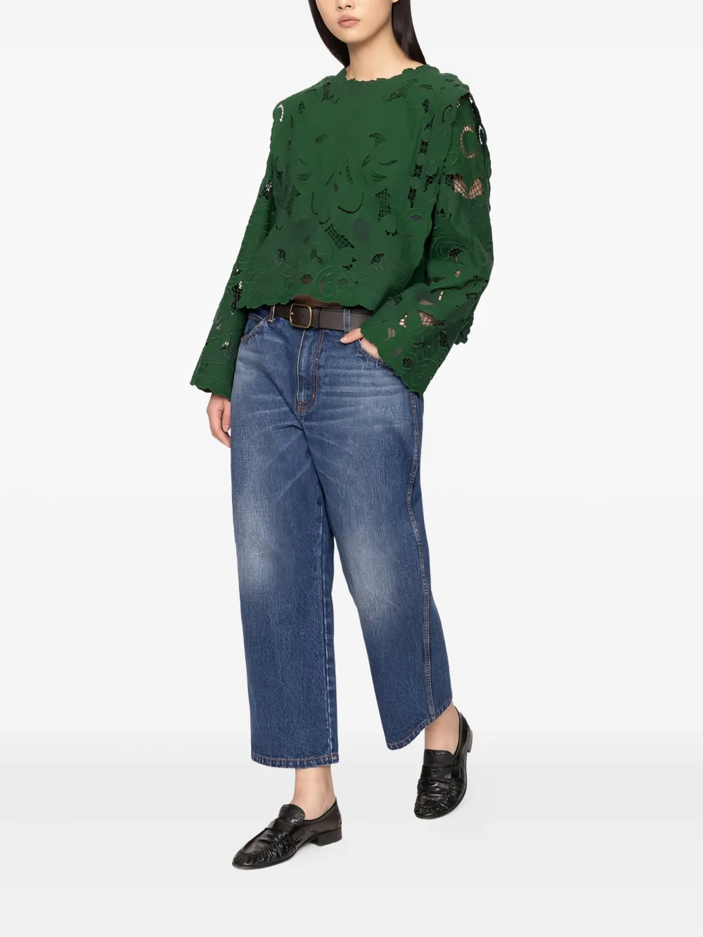 Sea Ceci open-work long-sleeve blouse - Groen