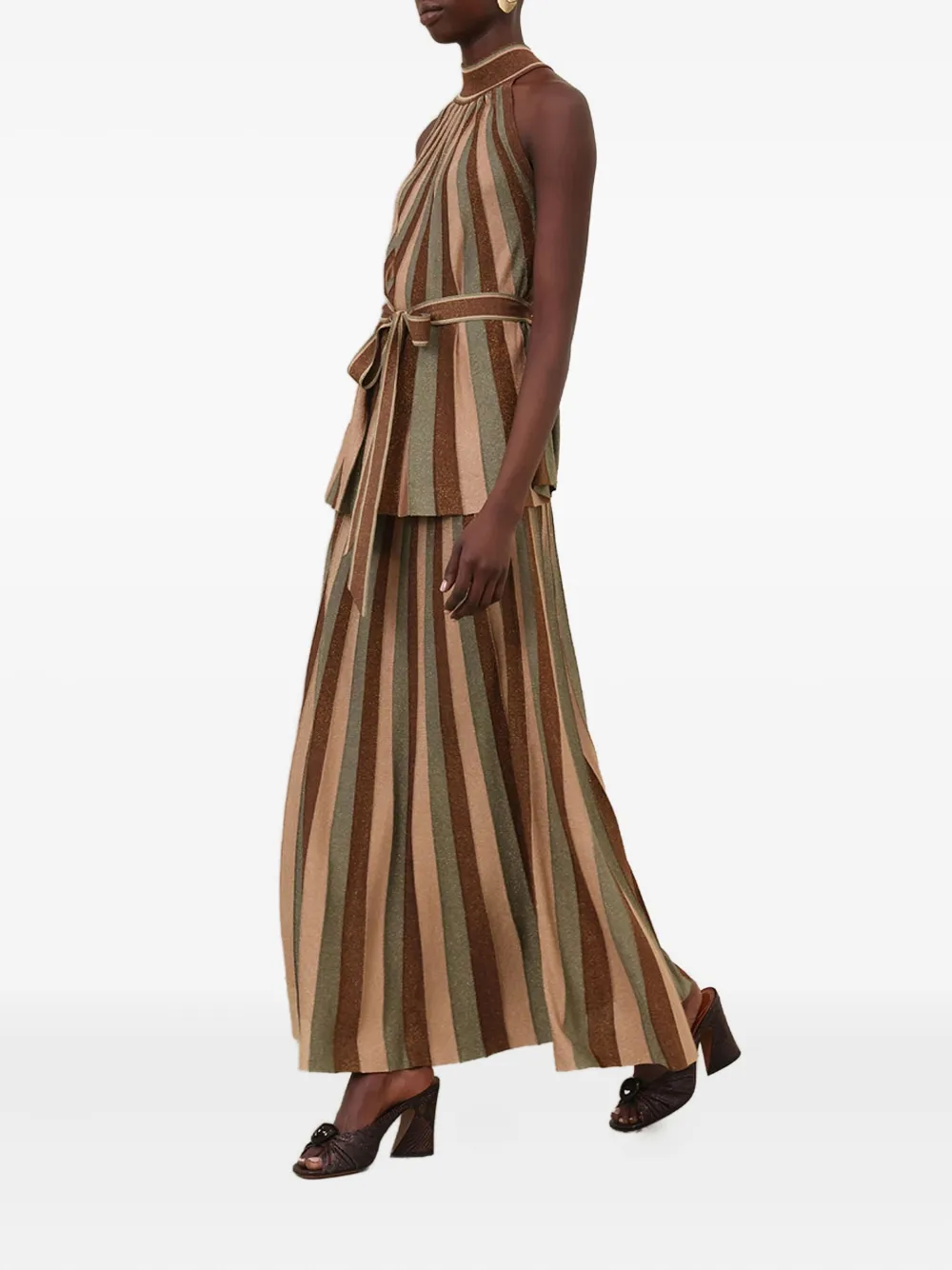 Zimmermann Hypnotic Metallic Striped Midi Skirt In Multi