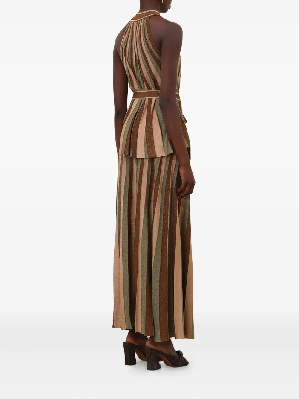 Zimmermann Hypnotic Metallic Striped Midi Skirt In Multi
