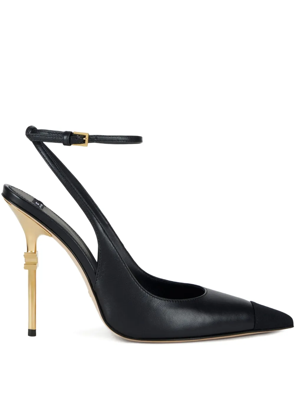 Elisabetta Franchi Falcon 105mm slingback pumps met gouden hak Zwart