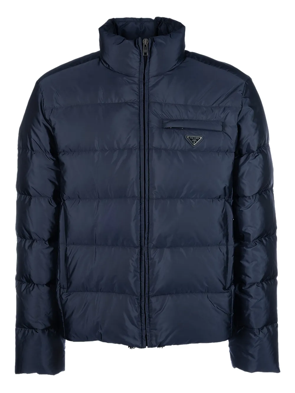 Prada Gesteppte Bomberjacke mit Logo-Schild | Blau | Image 1