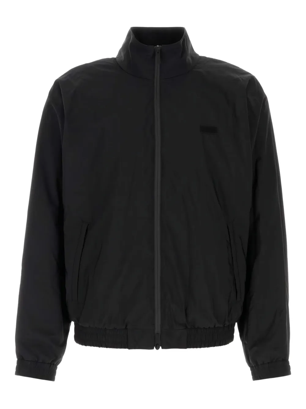 Ferragamo Wool Blend Jacket High Collar In Black