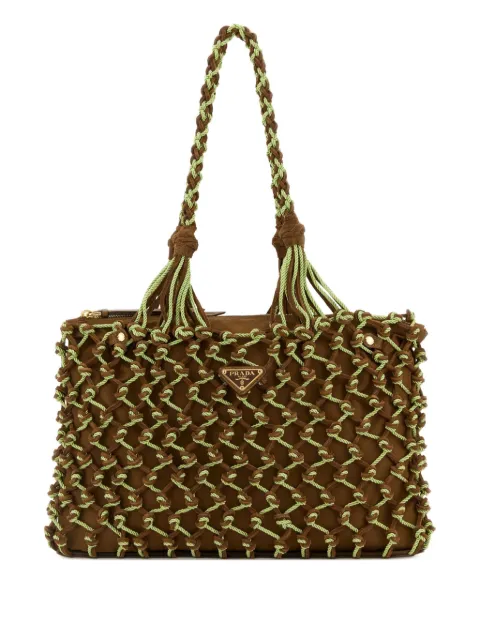 Prada small Noué braided-handle mesh tote bag
