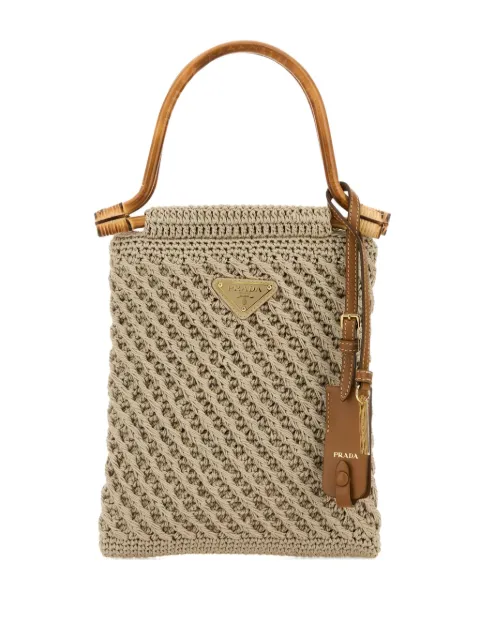 Prada crochet bamboo-handle tote bag