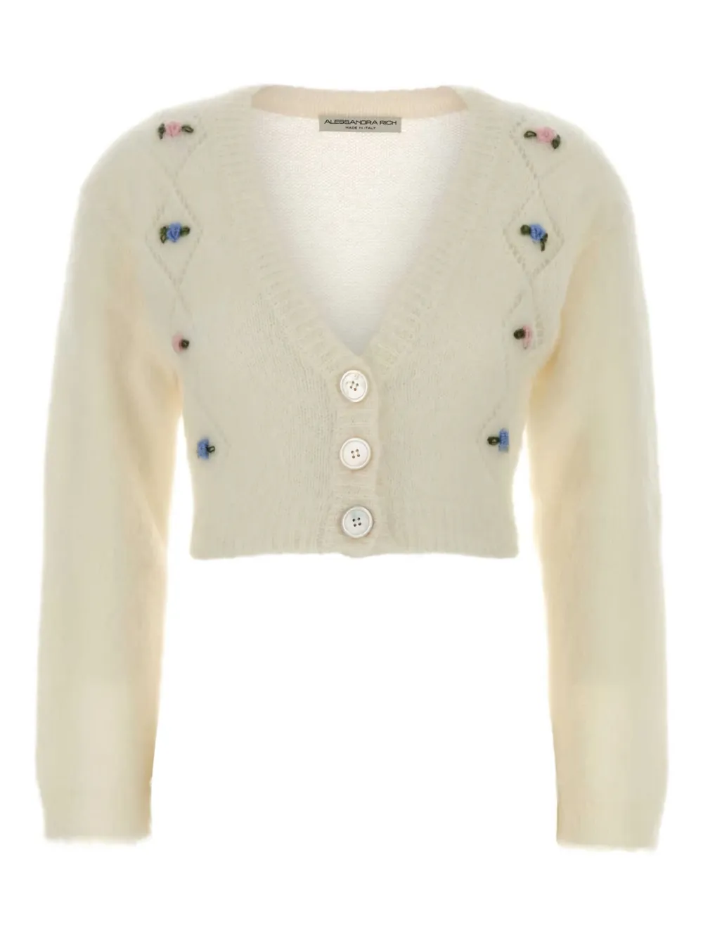 Alessandra Rich floral-embroidered buttoned cardigan | Neutrals | Image 1