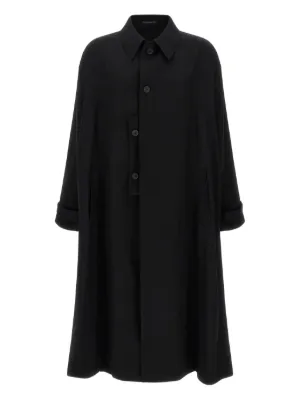Yohji Yamamoto fine-knit ankle-length Coat | Black | FARFETCH