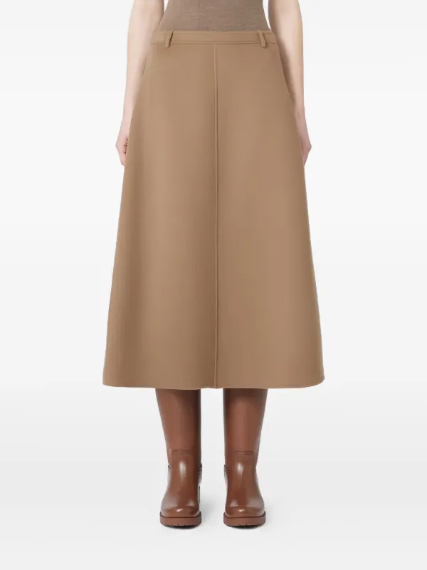 S Max Mara A-line Wool Skirt | Brown | FARFETCH