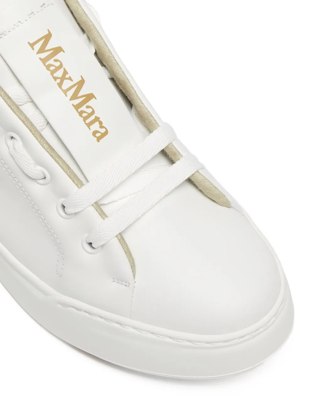 Max Mara leather lace-up sneakers White