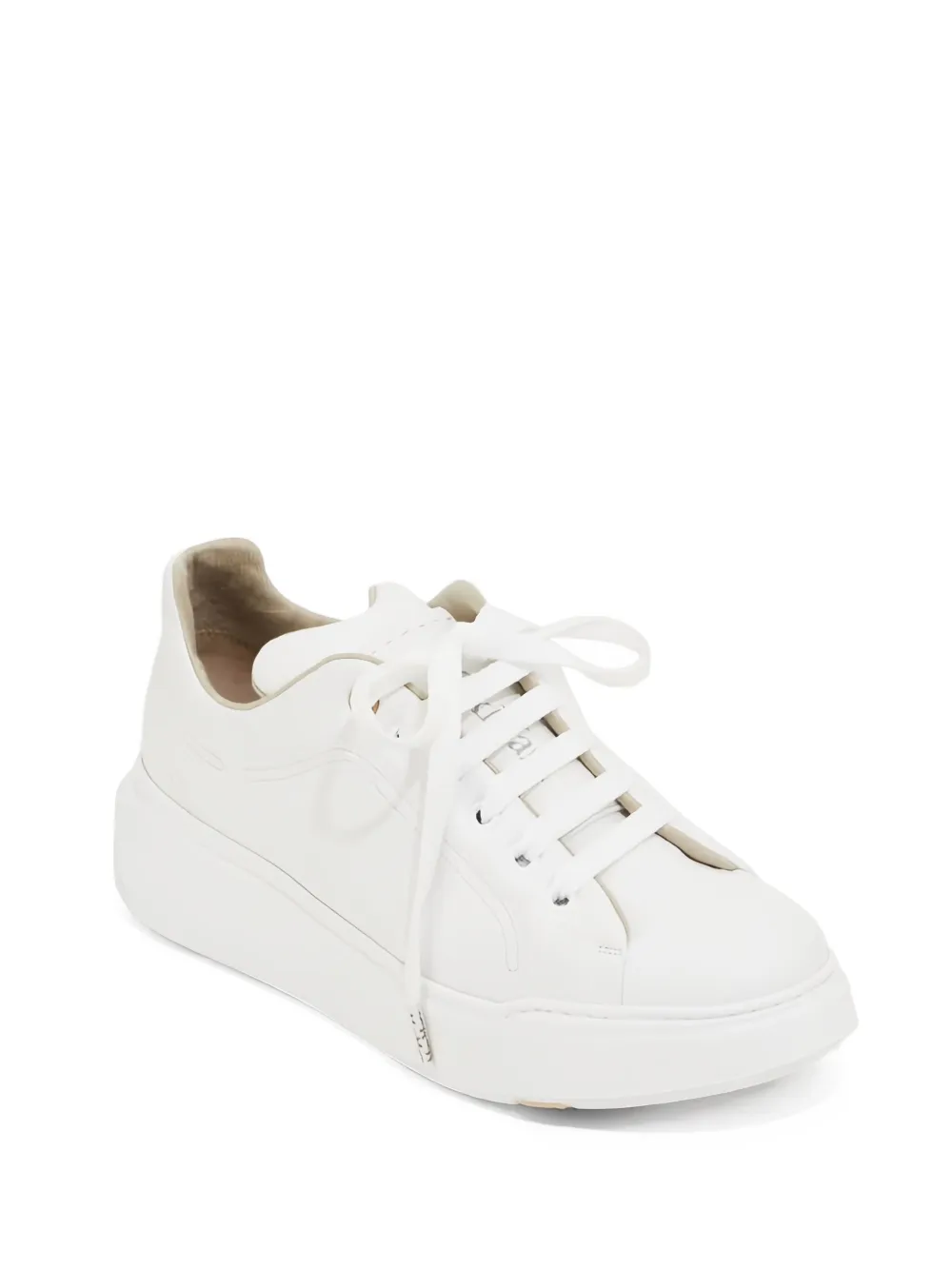 Max Mara leather lace-up sneakers - Wit