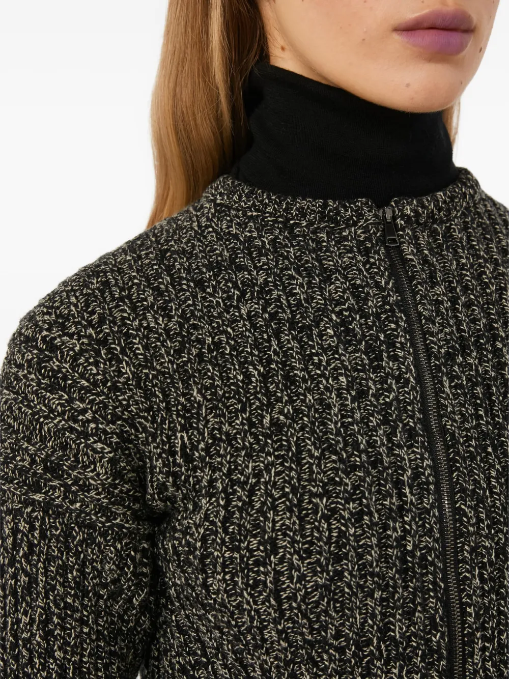 Max Mara Kim Ribbed-knit Peplum Cardigan In Black