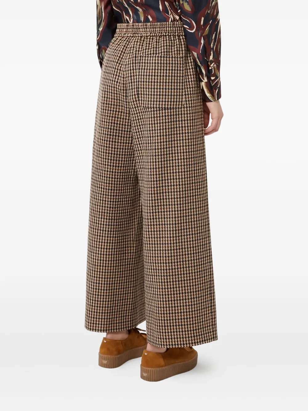 Weekend Max Mara Broek met elastische taille en pied-de-poule print Beige